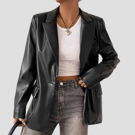 Serena Collection | Women's Oversized Black Blazer with Relaxed Fit | Versatile Layering for Effortless Style 0