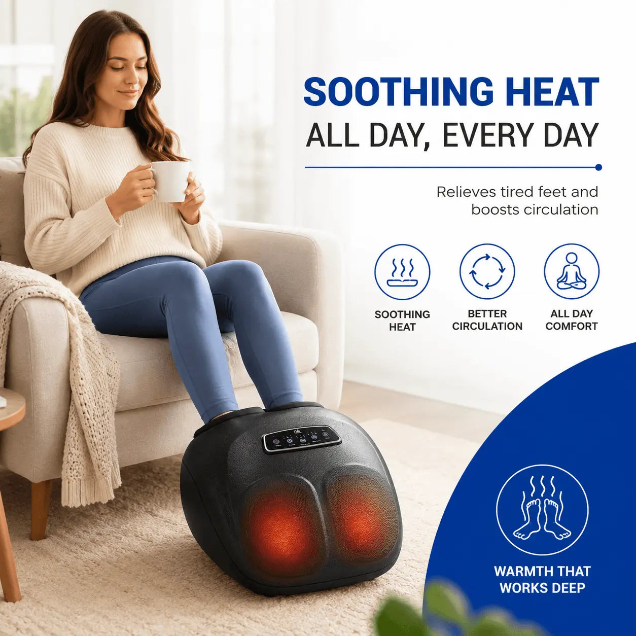 4-in-1 Shiatsu Foot Massager with Heat, Vibration, Deep Kneading, and Compress