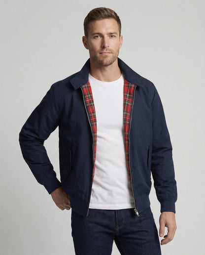 Stylish Harrington Jacket for Men with Tartan Lining | Relaxed Fit and Multiple Pockets for Versatile Layering 0