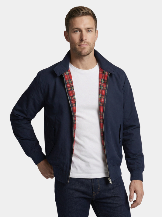 Stylish Harrington Jacket for Men with Tartan Lining | Relaxed Fit and Multiple Pockets for Versatile Layering 1