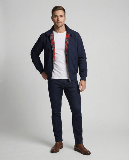 Stylish Harrington Jacket for Men with Tartan Lining | Relaxed Fit and Multiple Pockets for Versatile Layering 2