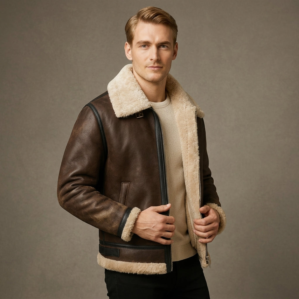 Timeless Collection | Leather Aviator Jacket with Classic Design | Versatile Outerwear for Sophisticated Style 5