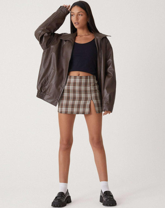 Trendig | Women's Leather Jacket with Oversized Fit & Wide Collar | Stylish Outerwear for Autumn/Winter 1