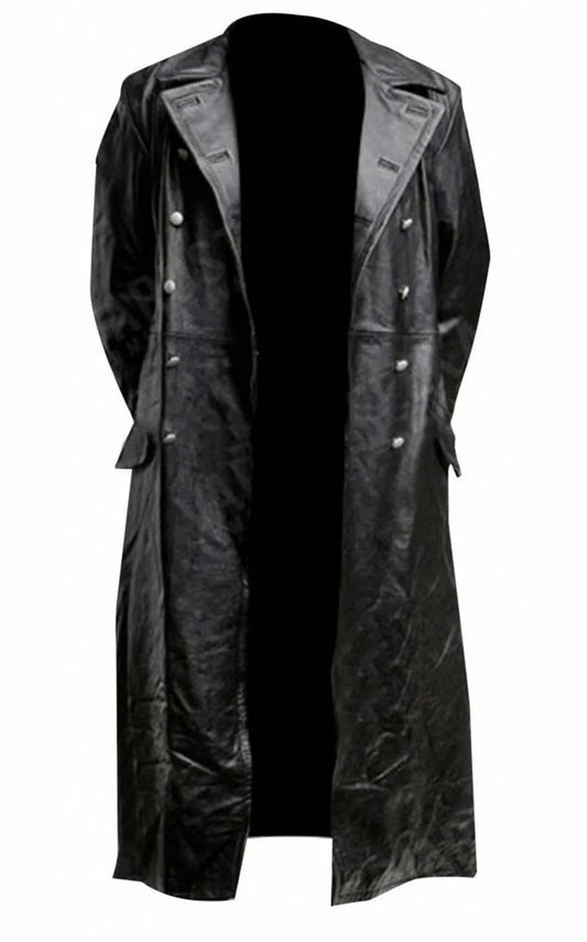 Urban Elegance | Black Leather Trench Coat with Double-Breasted Design | Timeless Style for Women 1