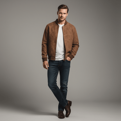 Urban Suede | Men's Bomber Jacket with Luxe Vegan Fabric | Stylish Outerwear for Effortless Elegance 0