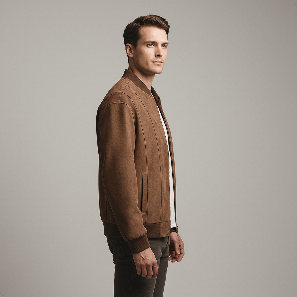 Urban Suede | Men's Bomber Jacket with Luxe Vegan Fabric | Stylish Outerwear for Effortless Elegance 2