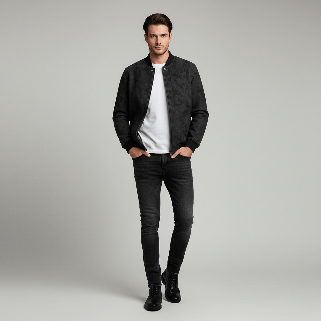 Urban Suede | Men's Bomber Jacket with Luxe Vegan Fabric | Stylish Outerwear for Effortless Elegance 5
