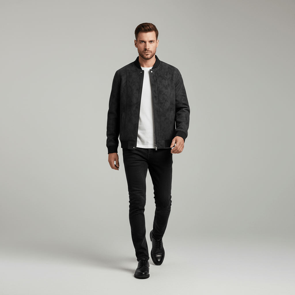 Urban Suede | Men's Bomber Jacket with Luxe Vegan Fabric | Stylish Outerwear for Effortless Elegance 6