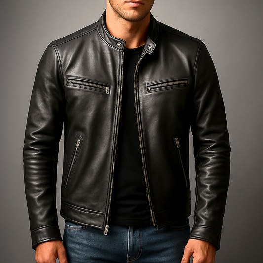 Vintage Vegan Leather Jacket for Men with Four Pockets | Durable Style for Everyday Wear 1