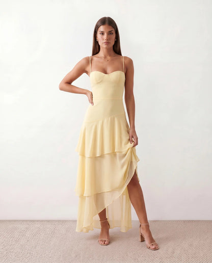 Women's Chiffon Maxi Dress | Elegant Sweetheart Formal Attire for Wedding Guests 0