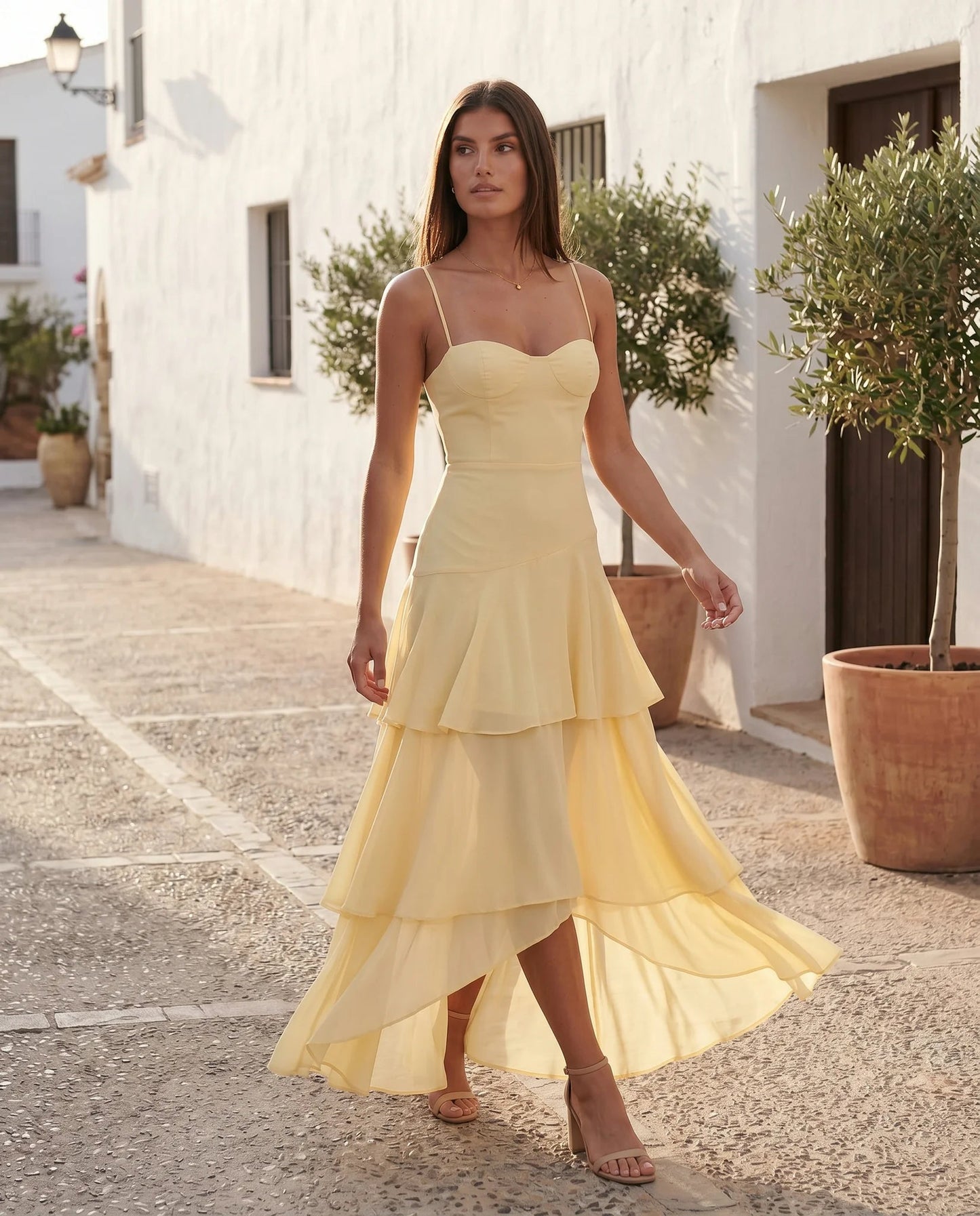 Women's Chiffon Maxi Dress | Elegant Sweetheart Formal Attire for Wedding Guests 4