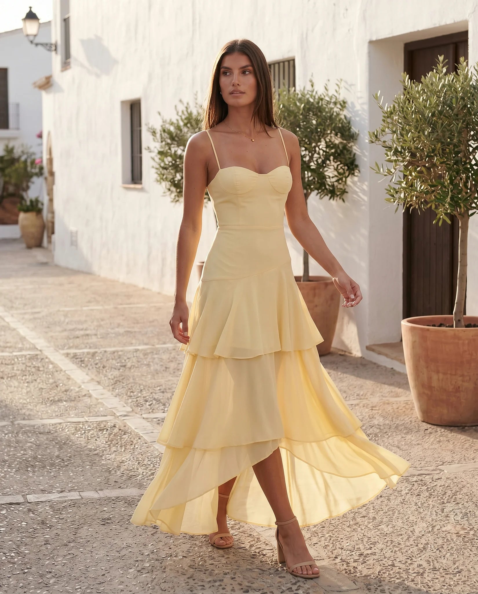 Women's Chiffon Maxi Dress | Elegant Sweetheart Formal Attire for Wedding Guests 4