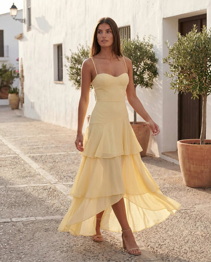 Women's Chiffon Maxi Dress | Elegant Sweetheart Formal Attire for Wedding Guests 4