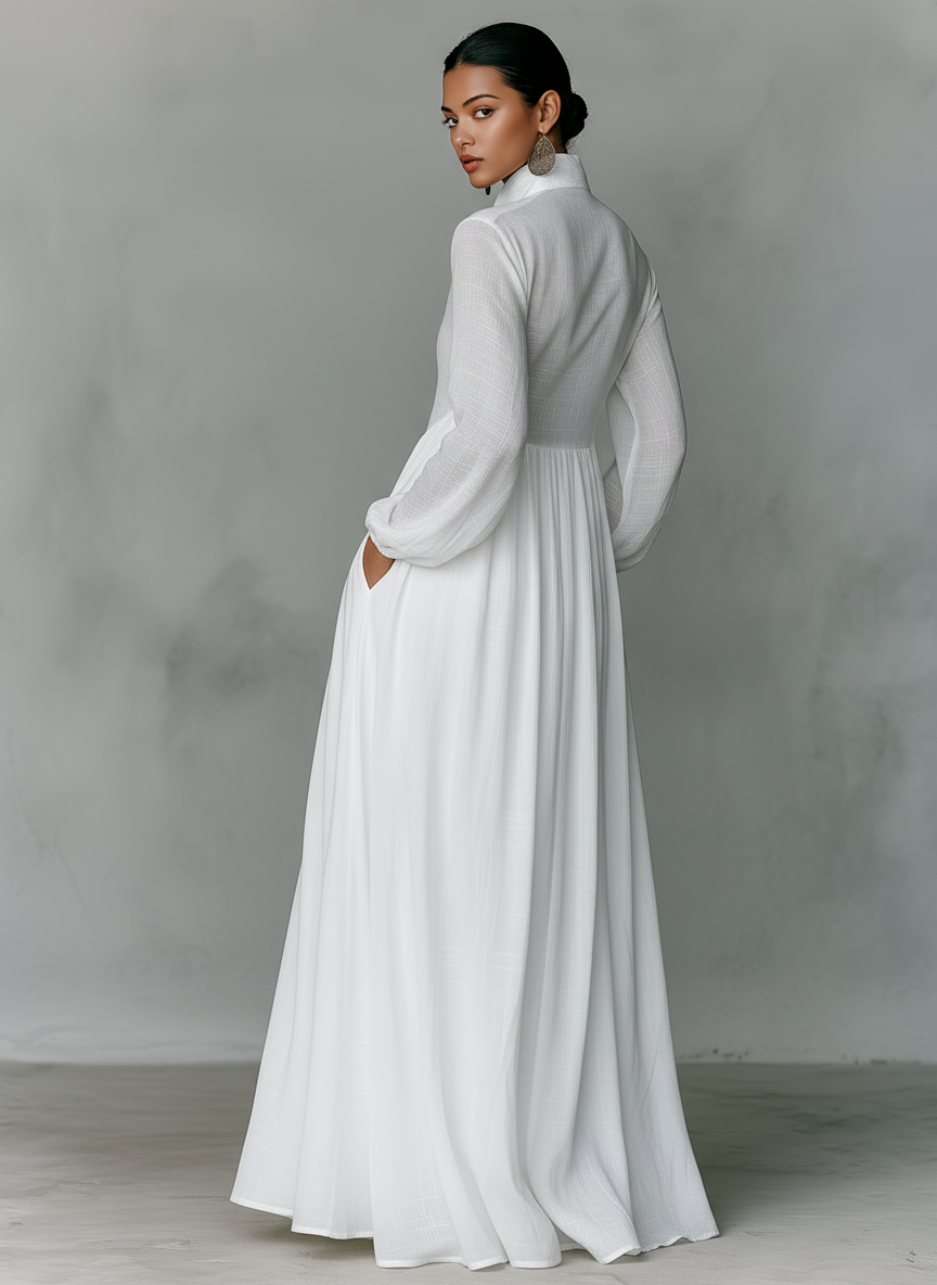 Women's Cotton Linen Maxi Dress | Elegant Patchwork Summer Attire 4