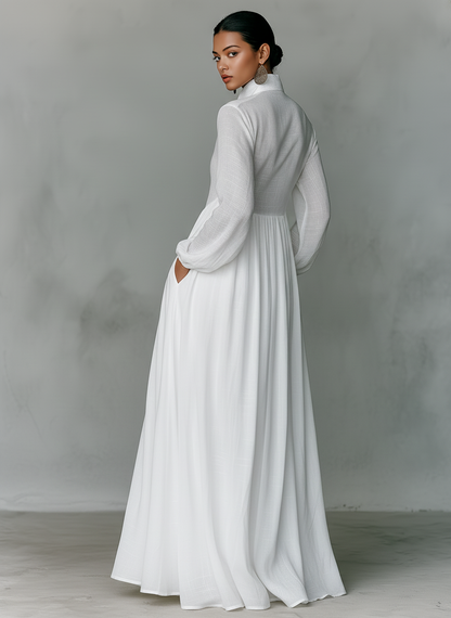 Women's Cotton Linen Maxi Dress | Elegant Patchwork Summer Attire 4