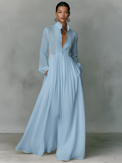 Women's Cotton Linen Maxi Dress | Elegant Patchwork Summer Attire 5