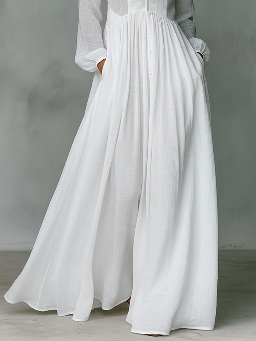 Women's Cotton Linen Maxi Dress | Elegant Patchwork Summer Attire 8