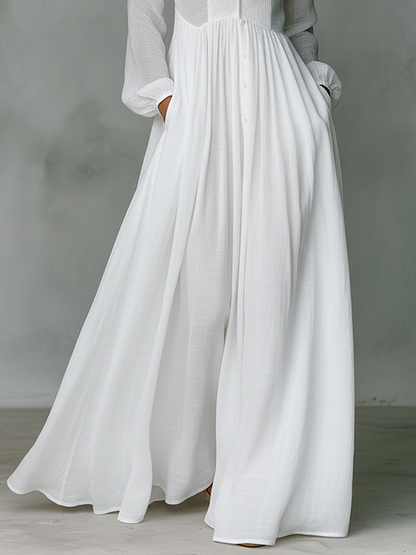Women's Cotton Linen Maxi Dress | Elegant Patchwork Summer Attire 8