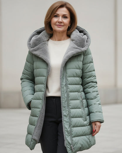Women's Fleece Lined Long Puffer Coat | Cozy Black Winter Jacket 8