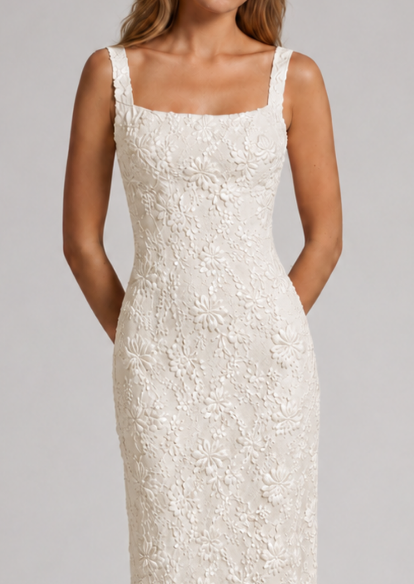 Women's Floral Lace Midi Dress | Elegant Sleeveless A-Line Summer Dress 2