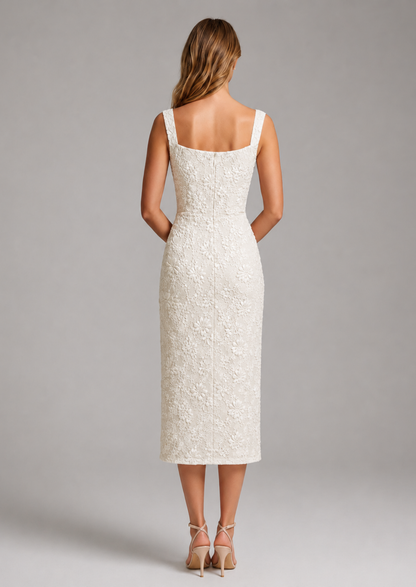 Women's Floral Lace Midi Dress | Elegant Sleeveless A-Line Summer Dress 3