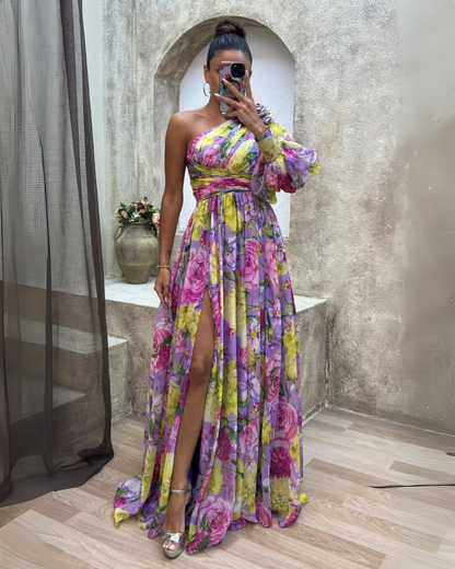 Women's Flowing Fabric Maxi Dress | Elegant Long Sleeve Summer Gown 1
