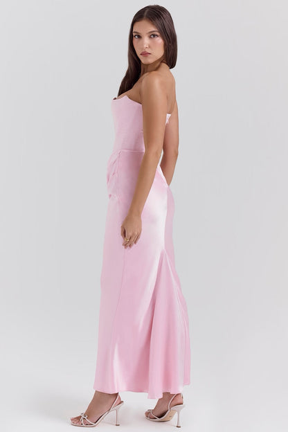 Women's Glossy Satin Evening Gown | Elegant Strapless Full-Length Formal Dress 5