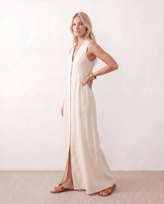 Women's Lightweight Cotton Maxi Dress | Elegant Sleeveless White Summer Dress 1