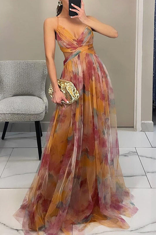 Women's Lightweight Floral Maxi Dress | Elegant Sleeveless Summer Gown 0