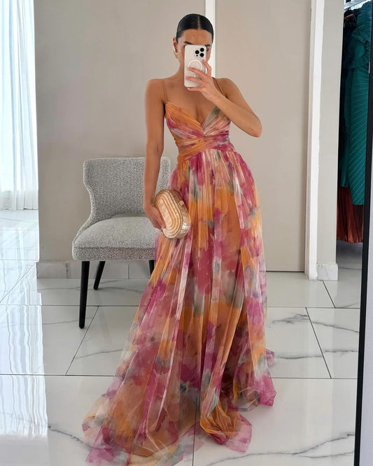 Women's Lightweight Floral Maxi Dress | Elegant Sleeveless Summer Gown 1