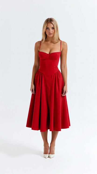 Women's Lightweight Floral Midi Dress | Elegant Sweetheart Neckline Summer Dress 11