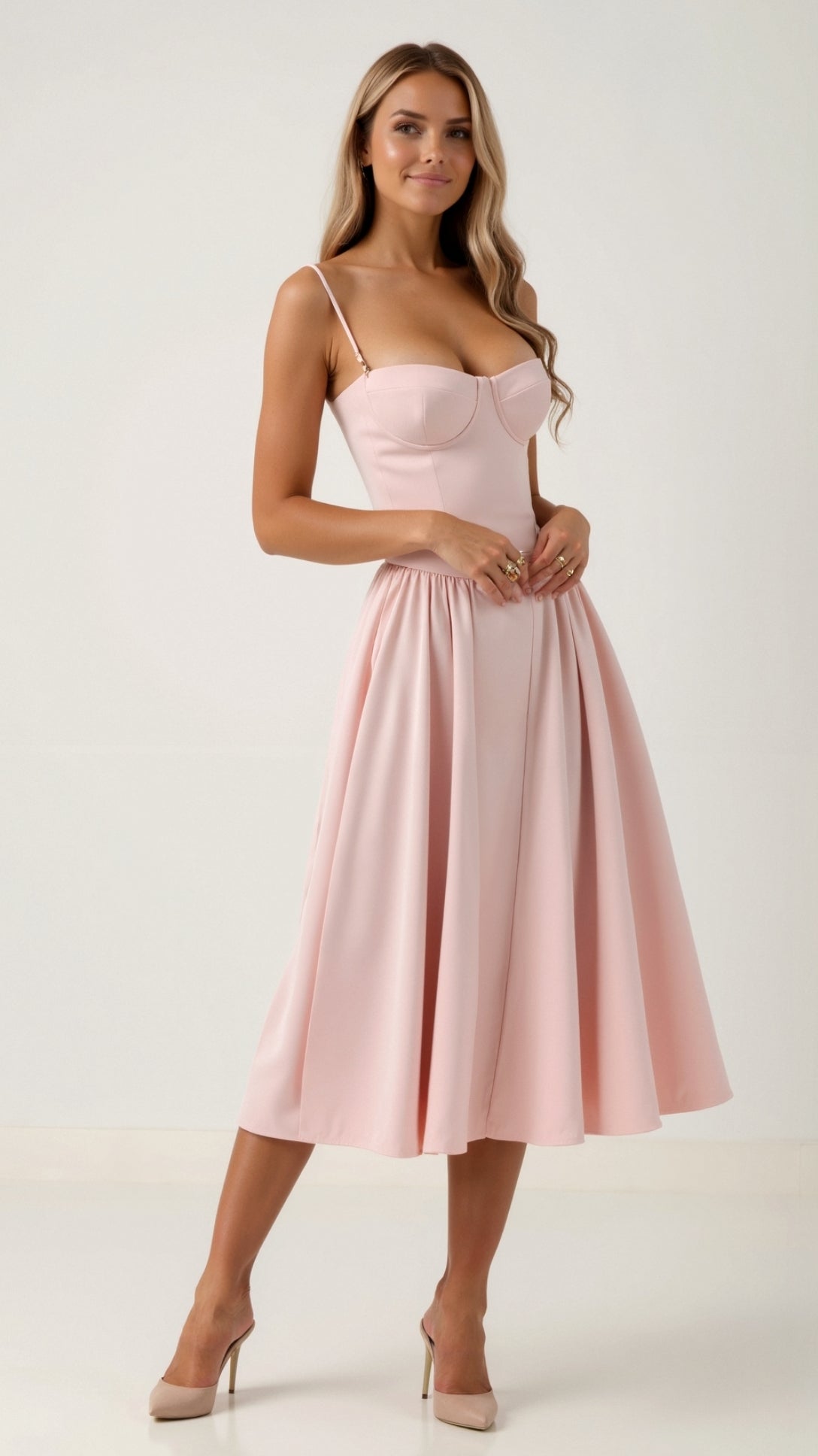 Women's Lightweight Floral Midi Dress | Elegant Sweetheart Neckline Summer Dress 12