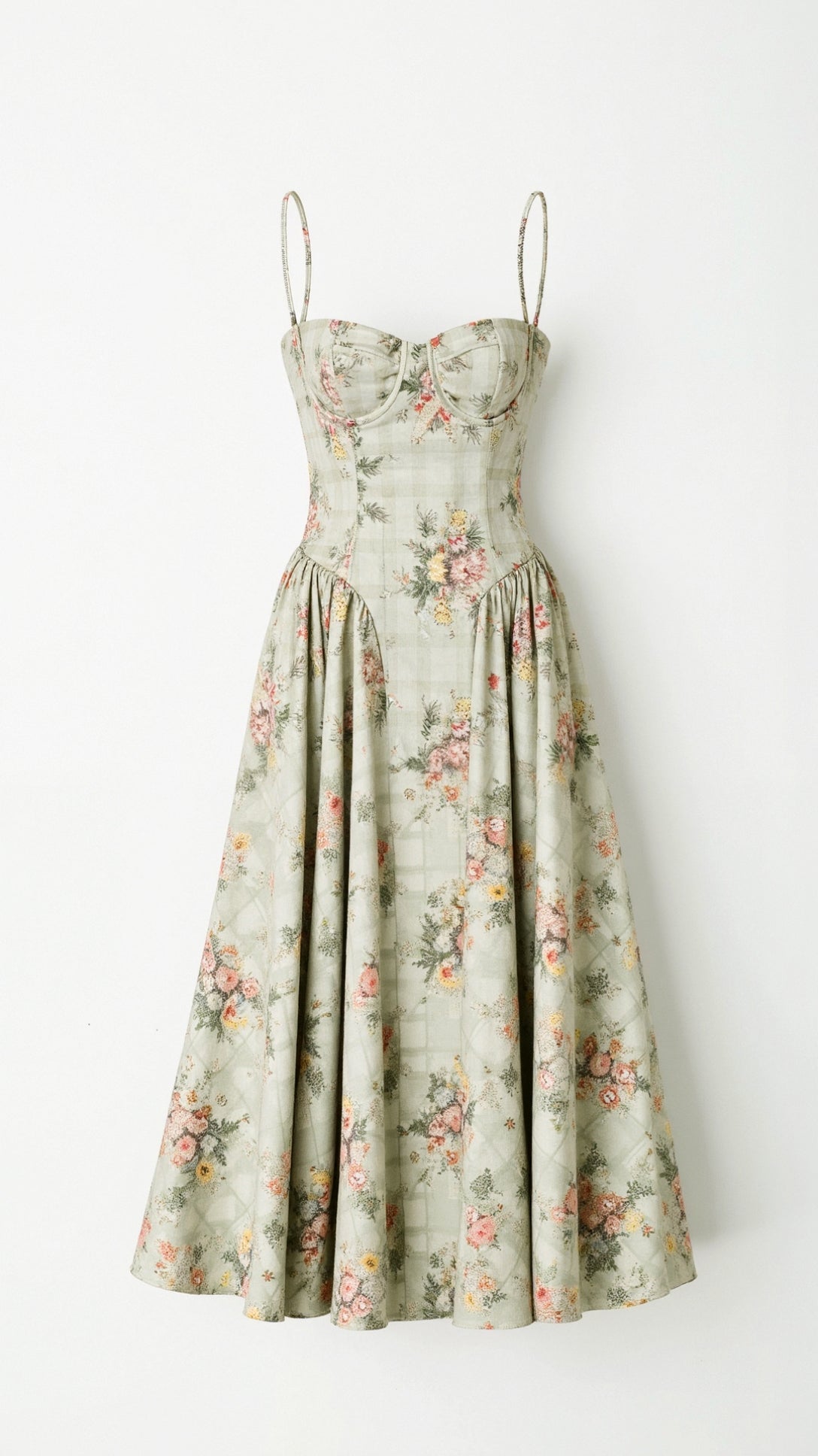 Women's Lightweight Floral Midi Dress | Elegant Sweetheart Neckline Summer Dress 2