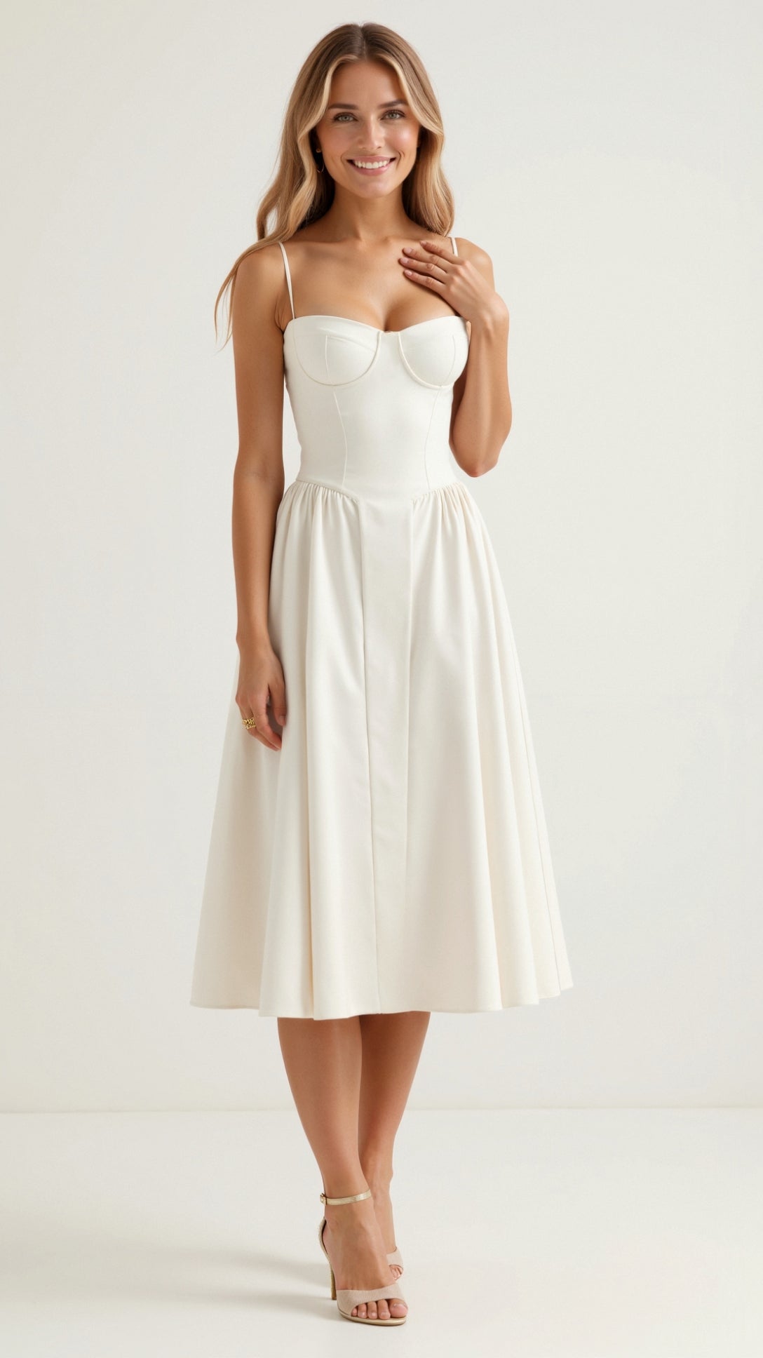 Women's Lightweight Floral Midi Dress | Elegant Sweetheart Neckline Summer Dress 6