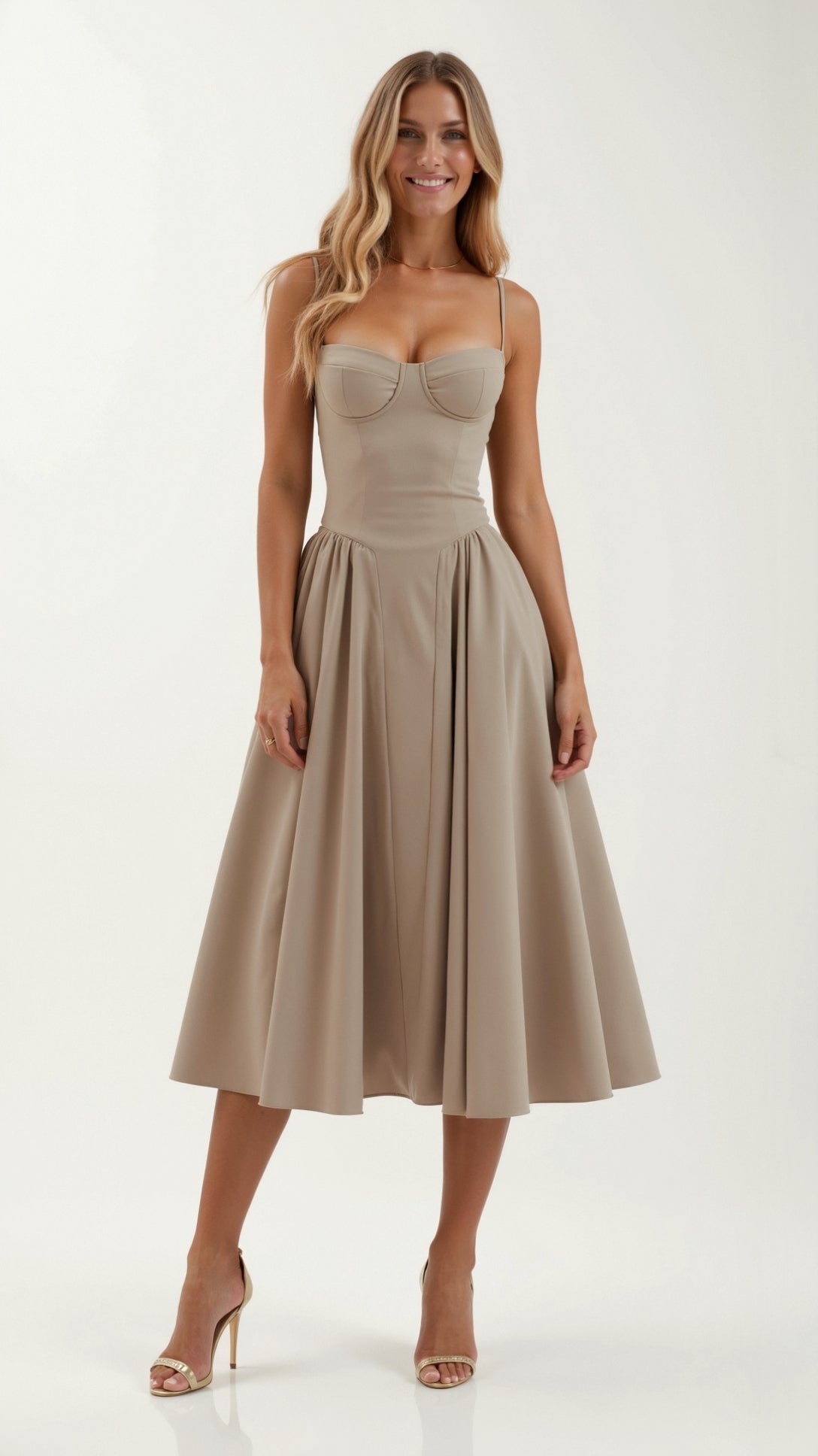 Women's Lightweight Floral Midi Dress | Elegant Sweetheart Neckline Summer Dress 9