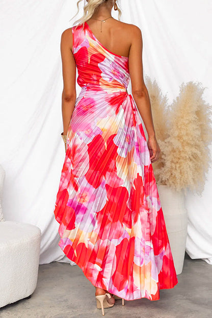 Women's Lightweight Pleated Gown | Vibrant One-Shoulder Evening Dress 2
