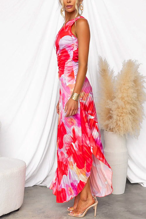 Women's Lightweight Pleated Gown | Vibrant One-Shoulder Evening Dress 3