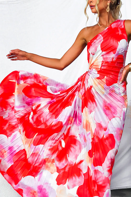 Women's Lightweight Pleated Gown | Vibrant One-Shoulder Evening Dress 4