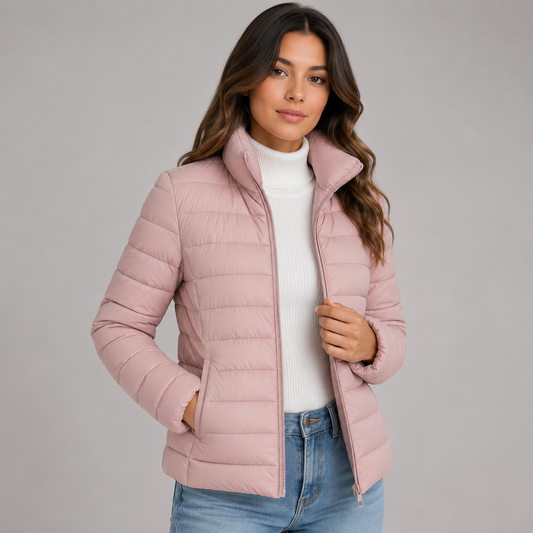 Women's Lightweight Polyester Puffer Jacket | Slim-Fit Channel-Quilted Winter Coat 3