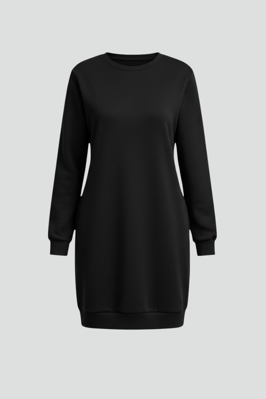 Women's Plain Fabric Mini Dress | Elegant Long Sleeve Casual Dress 1
