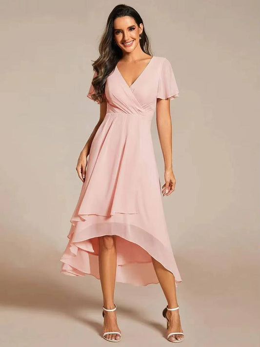 Women's Soft Tiered Ruffle Midi Dress | Flattering V-Neck Summer Occasion Wear 0