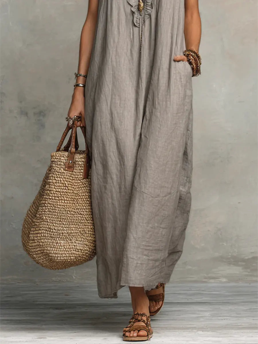 Women's Textured Maxi Dress | Elegant Ruffle V-Neck with Flutter Sleeves 6